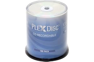 PlexDisc CD-R 700MB 52X Silver Inkjet Hub Printable Recordable Media - 100pk Cake Box (FFP) 631-315-BX, 100 Discs