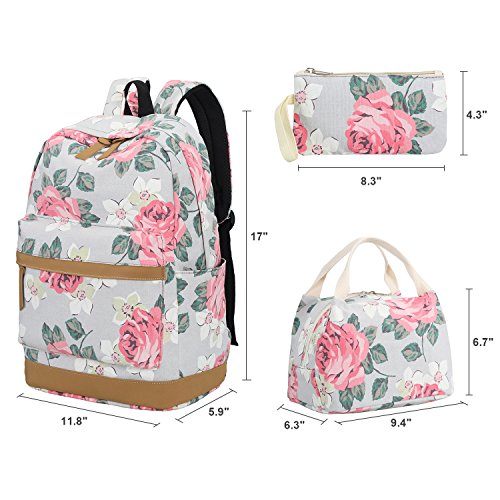 image for BLUBOON School Backpack Set Canvas Teen Girls Bookbags 15 inches Lapto
