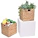 StorageWorks Wicker Baskets for Storage with Liners, Water Hyacinth Storage Baskets for Organizing, Handwoven Wicker Storage Cubes, Medium, 2 Pack