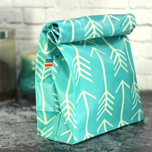 Lunch Bag - Teal Turquoise Arrow Waxed Canvas