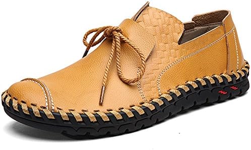 LakeRom Men' Loafers Shoes For Men Slip On Shoes Casual Leather Shoes LR881-Brown1-45
