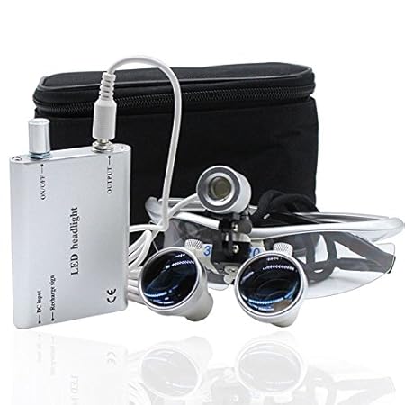 Mike-Dental Labor Lupenbrille Kopflupe Brillenlupe 3.5x420mm Loupes + Headlamp