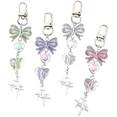 MoBunnly 4Pcs Cute KeychainY2K Car Keychains for Women Girls Bag Phone Charms Purse Accessories Star Decor