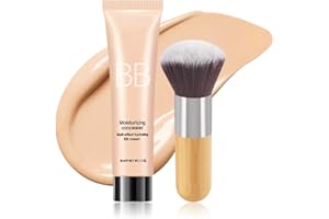 CAKAILA BB Cream Skin Tinted Foundation Makeup,Concealer Full Coverage Lightweight Matte Foundation with Brush,Evens Skin Tone,Oil Control Cover Flaws,Natural Finish for All Skin Types,Vegan - Caramel