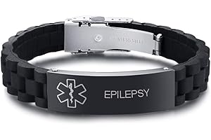 XUANPAI Personalized Engraving Silicone Medical Alert ID Bracelet Emergency Wristband for Men,Adjustable