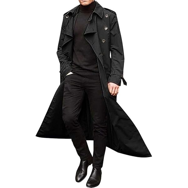 【新品未使用】FORSOMEONE LONG PEA COAT SOMTHRON Men's Casual Trench Coat Mid Long Single Breasted