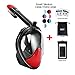 180° Snorkel Mask View for Adults and Youth. Full Face Free Breathing Design.[Free Bonuses] Cell Phone Universal Waterproof Case (Dry Bag) and Anti-Fog Wipes (Black/Red, Large/Extra Large)