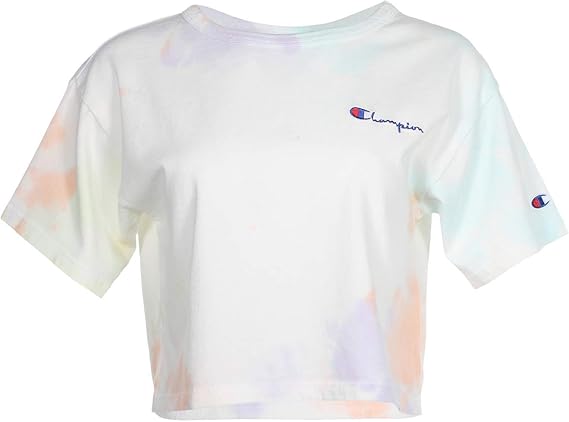Amazon Champion レディース ヘリテージ クロップド Tシャツ クラウドダイ Tシャツ カットソー 通販