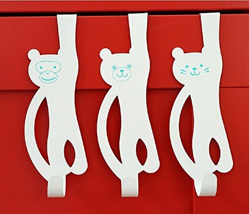 Funnuf Monkey Bear Cat Animal Over The Door Hook Hanger Draw Organizer for Home, Office & Closet Storage White