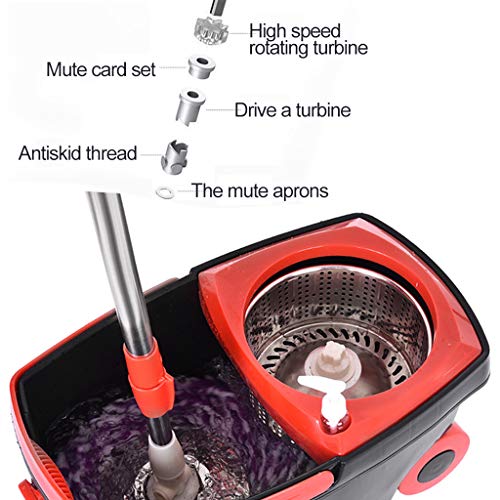 Spin Mop and Bucket System-360Â° Self Wringing Spinning Mop with Stackable Bucket Hardwood Floor Cleaner On Wheels and 1 Machine Washable Microfiber Mop Heads - Easy to use and Store