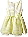 My Michelle Girls' Big Stripe Textured Organza with Triple Tier Skater Dress with Belt