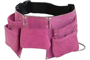 Children's Leather Tool Belt for Gardening, Adjustable Kids Work Belt with Stainless Steel Hammer for Ring, for Durable Leath