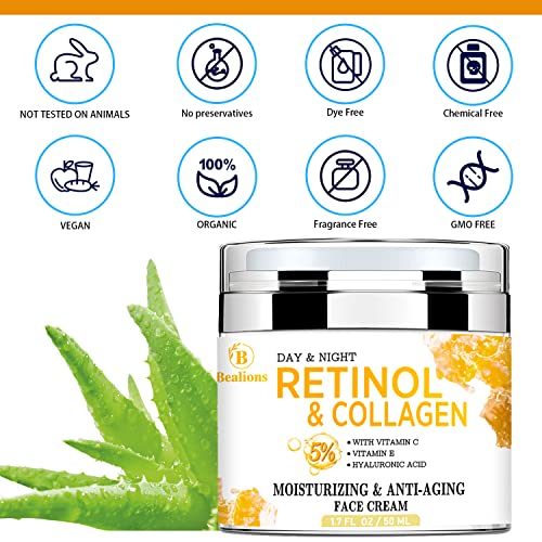 Retinol Collagen Cream with Hyaluronic Acid for Face Moisturizing and