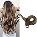 Full Shine Hair Extensions Tape in 16 Inch Skin Weft Tape in Hair Extensions Balayage 4 Medium Brown Fading to 24 Honey Blonde And 4 Invisible Tape in Extensions Human Hair Straight Hair 50Gram 20Pcs
