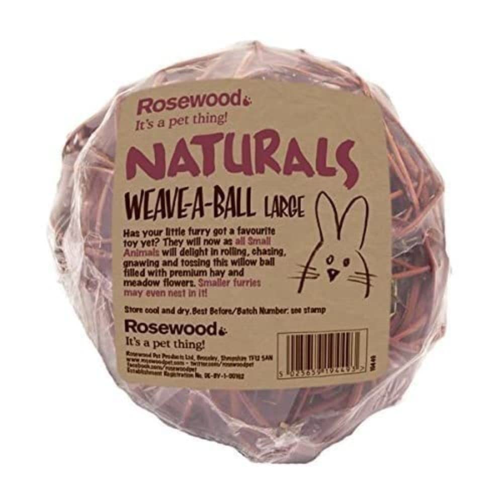 Rosewood Naturals Edible Weave-a-Ball, Small Animal Treat and Toy for Rabbits, Guinea Pigs, Chinchillas, Degus, Hamsters, Gerbils, Mice and Rats (Pack of 1)