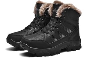 EHDKPWAX Men's Winter Boots,Outdoor High Top Anti-Slip Mens Snow Boots Waterproof,Comfortable Warm Fur Lined Winter Sneakers 