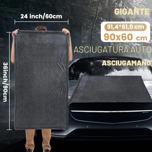 Ghguole Car Drying Cloth, 90 x 60 cm, 1800 GSM Microfibre Car Cloth, Extra Large, Very High Absorption, No Fluff, Drying Without Scratches, Body Cars and Motorcycles