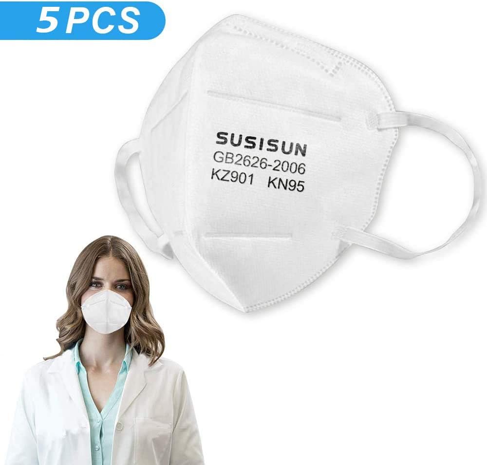 N95 Face Masks Earloops 5-Layer Protective Mouth Cover Mask-Reusable Unisex (5 Pack)