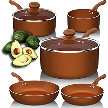 Lightning Deal Pots and Pans Set, Induction Cookware Set, Super Multilayer Non-stick Pan Coating, Including Frying Pan, Stock Pan, Cool Handles, Dishwasher Safe,PTFE and PFOA free,Easy Clean,7Pcs