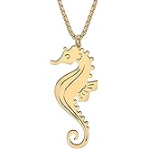 YAYAKO Stainless Steel Cute Seahorse Necklace Sea Animal Pendant Ocean Jewelry Birthday Gifts for Women