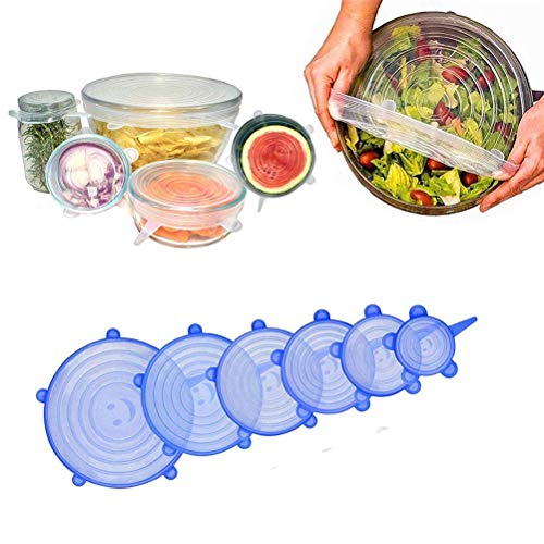Stretch Lids 12PCS Clear Durable Expandable Silicone Food Covers Containers for Cups Bowl Containers - Thumbnail 7