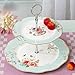 Linlins Elegant Bone China Rose Pattern 2-tier Cake Stand/ Cupcake Stand/ Pastry Serving Cake Stand In Gift Box (Rose B)
