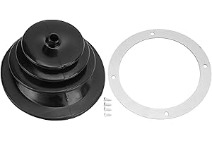 Fydun Car Shift Boot Cover, Universal Gear Shift Handbrake Lever Boot Plate Kit 5.250in/13.3cm Black Rubber Round Shifter Dust Cover