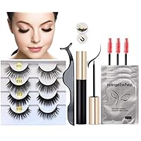 Magnetic Eyelashes, Missicee Magnetic Eyeliner for Magnetic Lashes Set False Lashes 4 pairs with Tweezers No Glue Needed