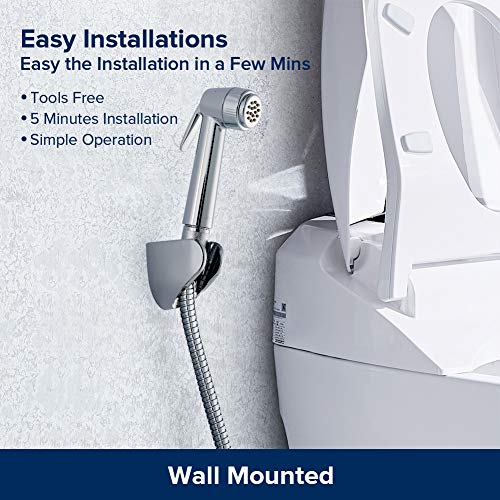 JOMOO Paperless Washing Shattaf Head, Handheld Bidet Sprayer for Toilet Diaper Sprayer with Wall Base and Hose, Bidet Spray Bottom Cleaner Spray