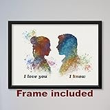 Star Wars Han Solo and Leia I love you I know 9 x 12 3/8 inches Framed Poster