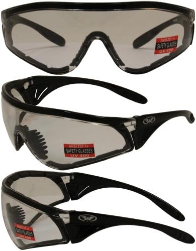 Global VisionPython Safety Riding Sunglasses Black Frame Clear Lens