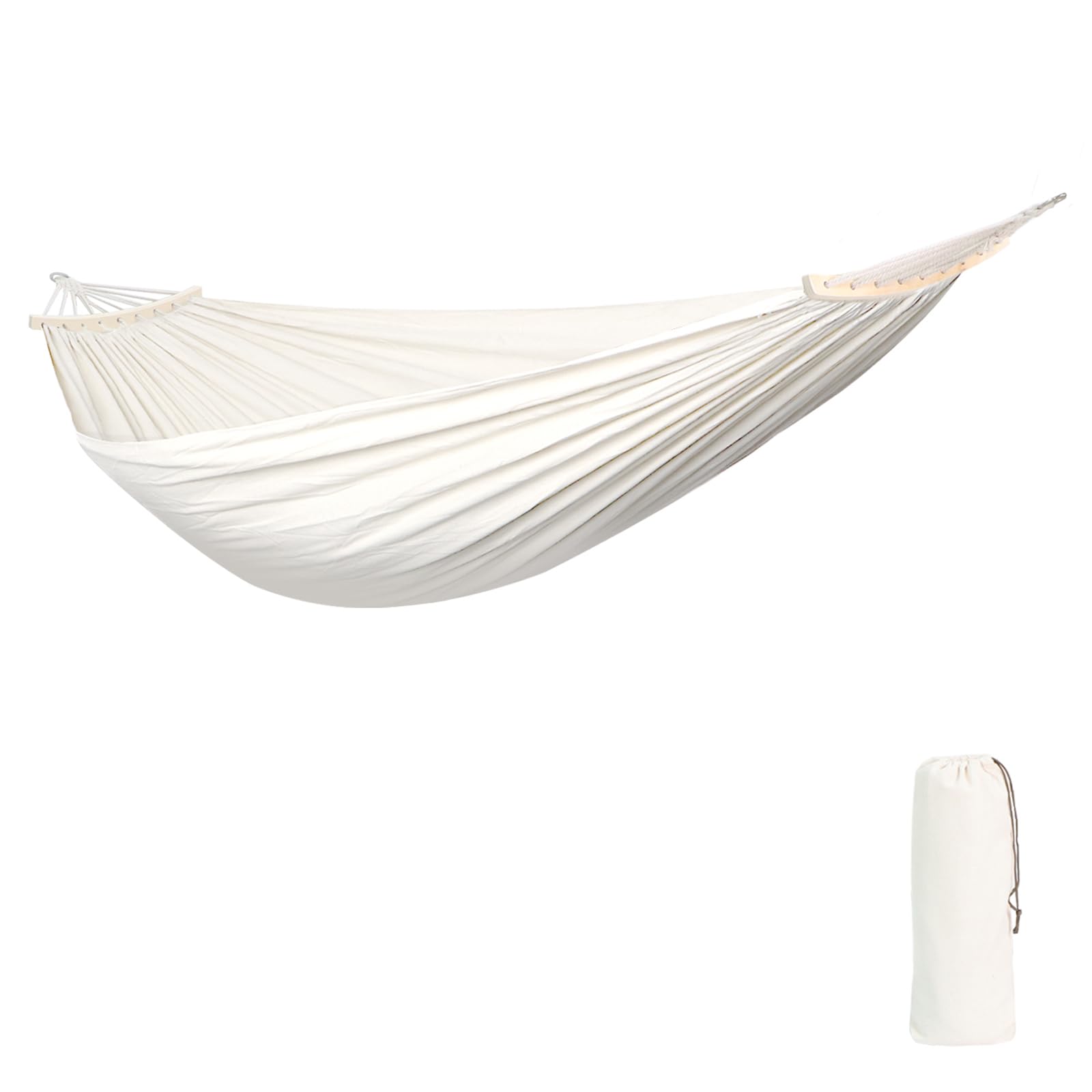 Anyoo Hammock with 2 Wooden Poles for Folding Frame, Portable Rod Hammock 180 x 130 cm for Outdoor Camping Garden