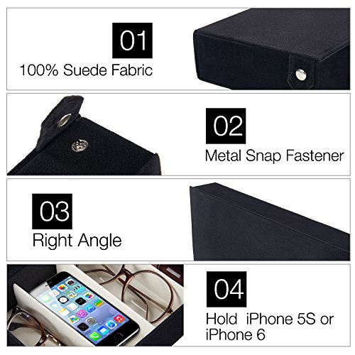 Moldiy Sunglasses Storage Boxes, Black Suede Fabric Sunglass Display Box,Eyeglasses Eyewear Organizer Display Storage Case - 8 Slots