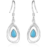 Teardrop Turquoise Earrings for Women - TrendyTurquoise Silver Jewelry for Women Western Water Drop Dangle Earrings Boho Stone Drop Jewelry