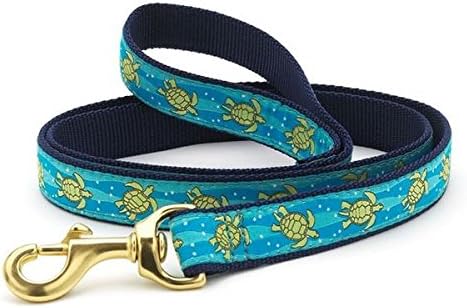 Up Country Sea Turtle Pattern Dog Collars and Leashes (Sea Turtle Dog Leash, 6 Foot Long 1 Inch Wide Width)