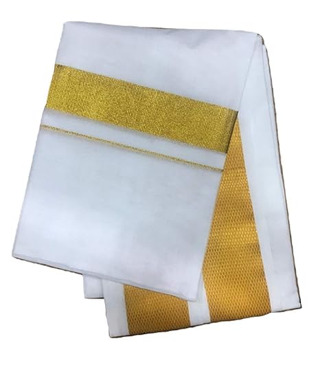 Men's Cotton Kasavu Shawl (White, XL)