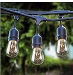 Sokani Patio Outdoor String Lights Weatherproof Commercial Grade Great for Party Home Bistro Porch Christmas Backyard Café deck Lights 24 Foot Long with 12 Sockets and Bulbs + 2 Replacement Bulbs