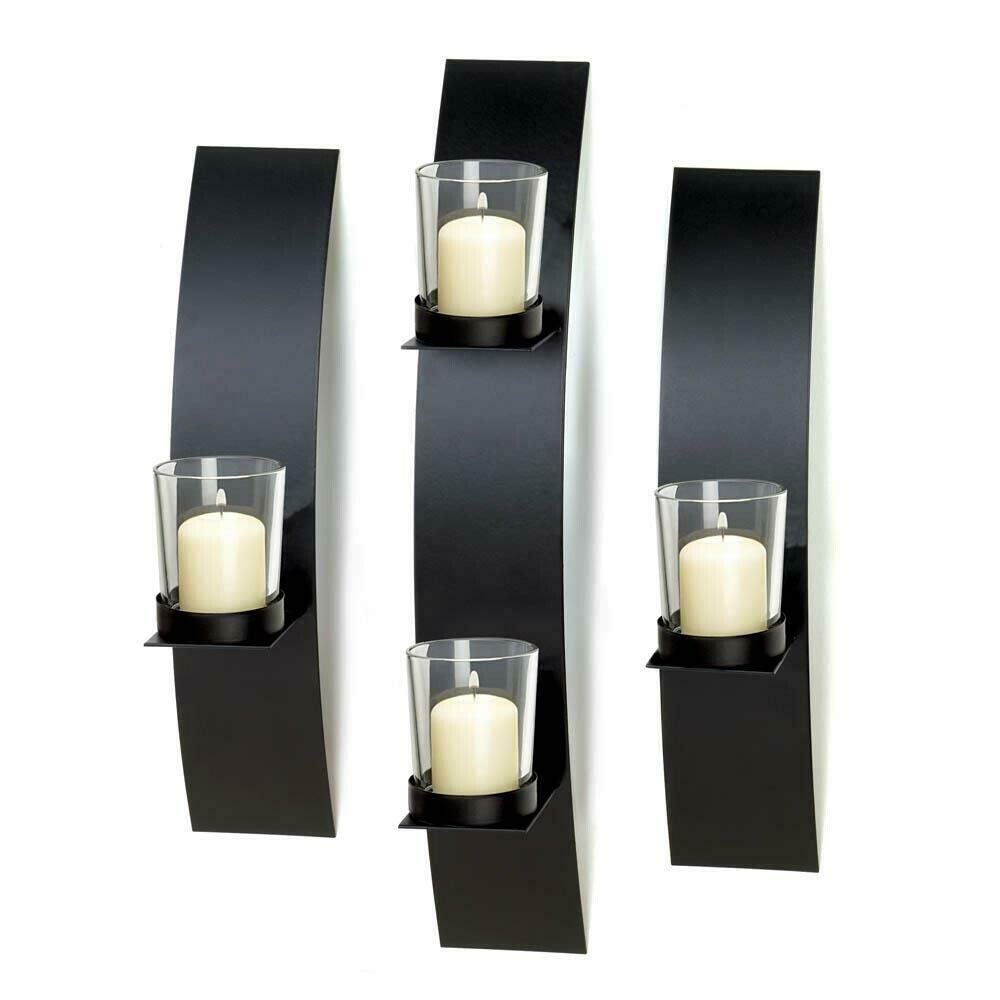 Home Locomotion Black Wall Candleholder Set