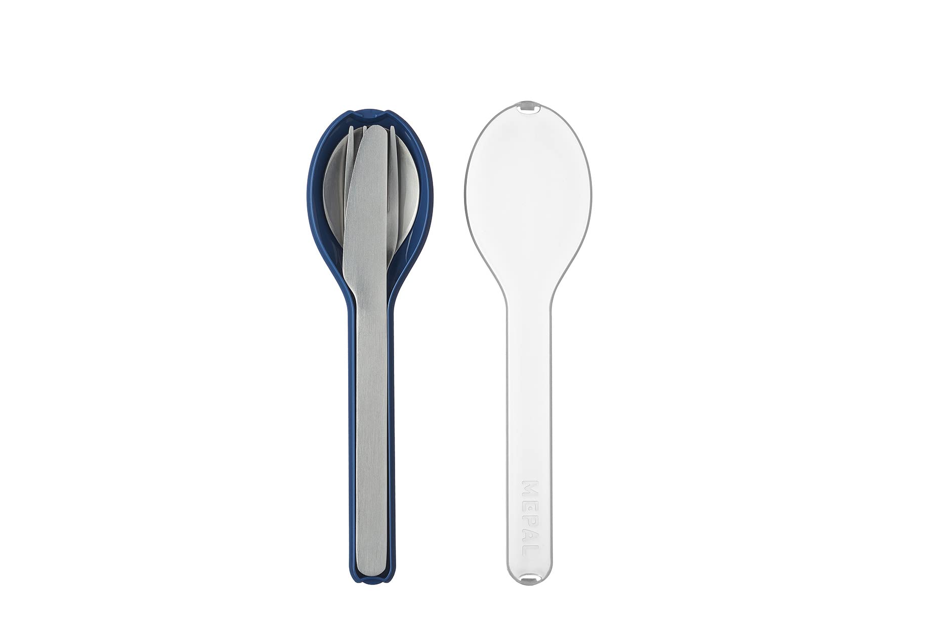 Mepal – Cutlery 3-Piece Set Ellipse – Cutlery Set On The Go - Consists of A Knife, Fork & Spoon - Cutlery Set with Travel Case – Stainless Steel - Nordic Denim