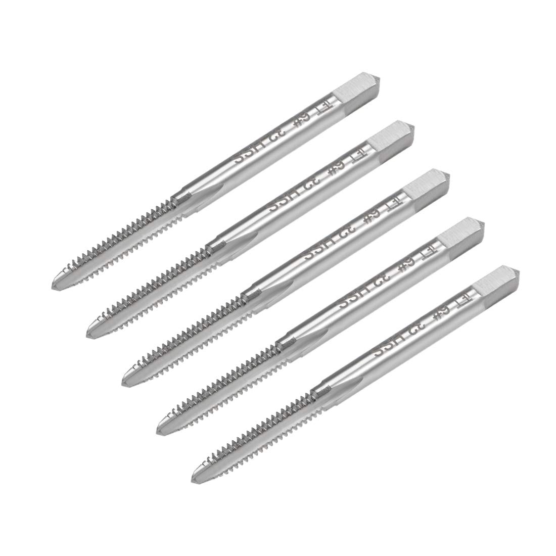 sourcing map Machine Tap #6-32 UNC Thread 2B Class 3 Flutes High Speed Steel Screw Threading Tap Tapping Tool 5pcs