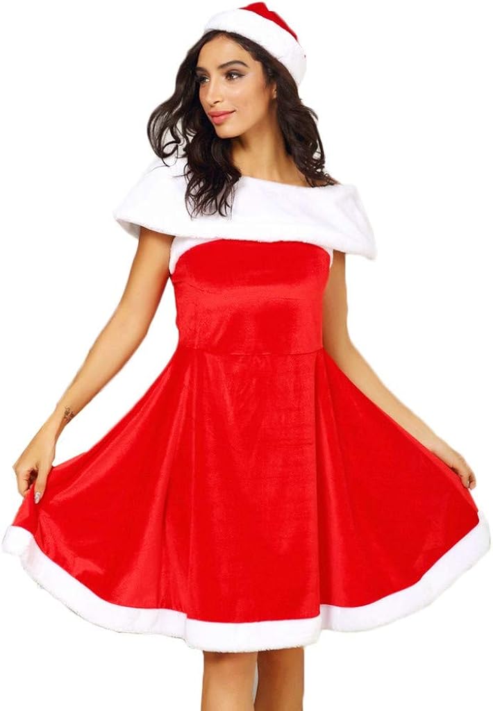 Houshelp Women Christmas Costume Sexy Outfit Dress Santa Claus Cosplay Womens Christmas Costume