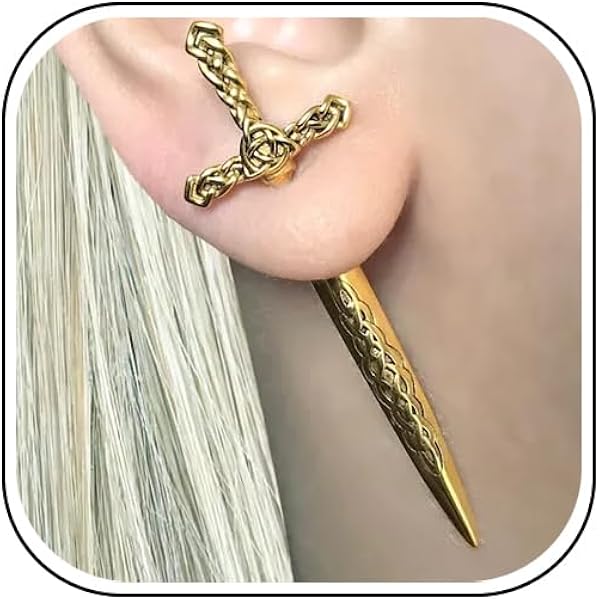 Vintage Medieval Gothic Sword Drop Earrings For Waterdrop Women Red Stone Dangle Earring Piercing Ear Halloween Accessories - 36