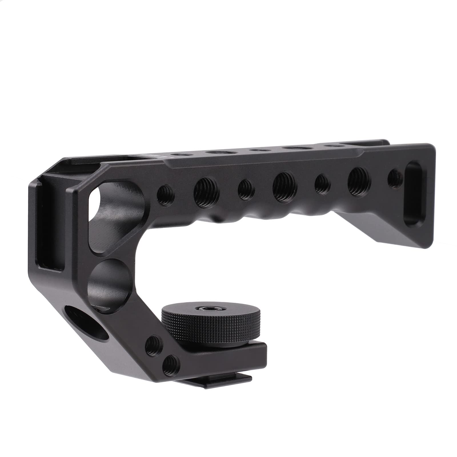 FOTGA Camera Top Grip, Upper Cheese Handle Universal Video Stabilising Rig with 4 Cold Shoe Adapters for Mounting Microphone, LED Light, Monitor, for DSLR Camera and Camera Cage, Metal