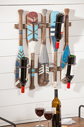 Cape Craftsmen Canoe Oar Wood and Metal Wine Bottle Holder
