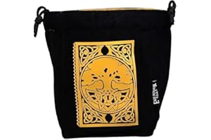 EASY ROLLER DICE CO. Reversible Large Microfiber Dice Bag – Self Standing and Holds over 250 Polyhedral Dice with Drawstring Tie – Multiple Designs Available (Spell Book)