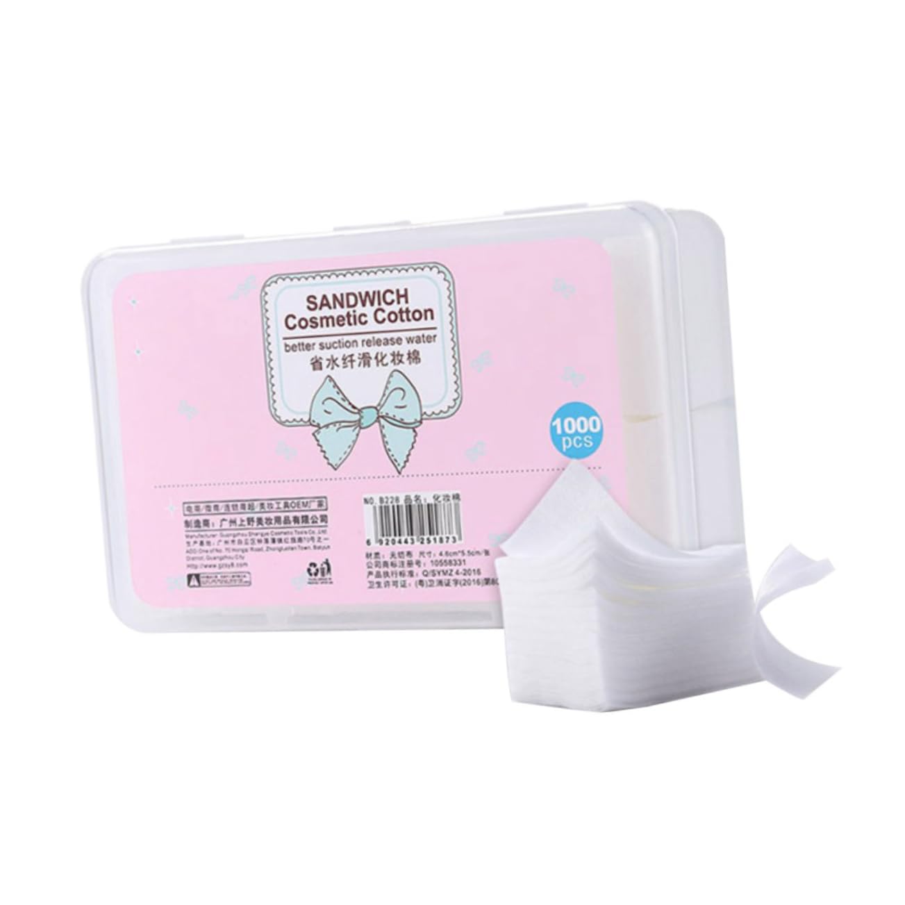 1000Pcs Disposable Cotton Pads - Soft, Absorbent, Non-Woven Makeup Remover for Facial Cleansing and Skincare