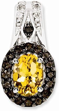 Sterling Silver Citrine and Smokey Quartz &amp; Diamond Pendant