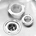 Sinide 3PCS Stainless Steel Sink Strainer - 2 Pcs 4.5 Inch and 1 Pcs 2.75 Inch, Sink Drains Cover - Stripe Wave Mesh, Sink Stopper Perfect for Kitchen, Bathroom, Shower, Outdoor Drain (Style1)