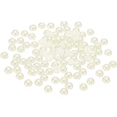 PATIKIL 1500Pcs Flatback Pearls Beads for Crafting, 4mm Half Round Resin Beads Flatback Pearls for Nail Charms Handmade Phone Case Embellishment Rhinestones, Beige