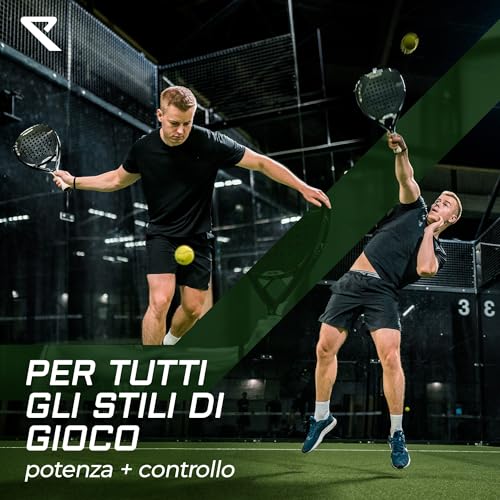 RYZE Padel Racket 100% Carbon Fibre - Maximum Power + Control - with EVA-17 Flex - Lightweight and Durable Structure - Padel Racket for Men and Women - Case Included